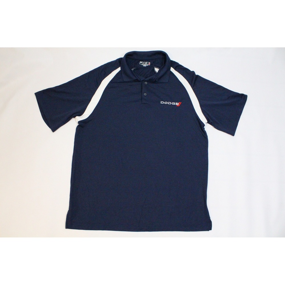 Sport-Tek Dodge Polo Shirt Mens XL Navy Blue Short Sleeve Mesh T476 Performance